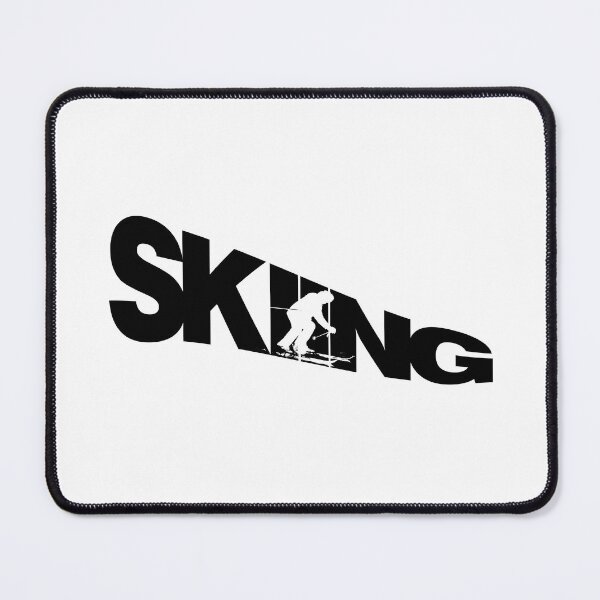 Item preview, Black Skiing Text with White Silhouette Downhill Skier on White Background designed and sold by Karen McFarland.