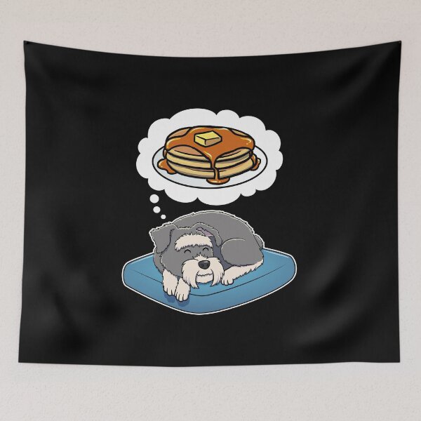 Item preview, Miniature Schnauzer dreaming about Pancakes designed and sold by DoggieDelights.