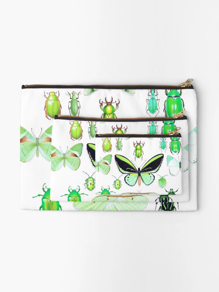 Thumbnail 2 of 4, Zipper Pouch, Green Insect Collection designed and sold by TurtleVelocity.