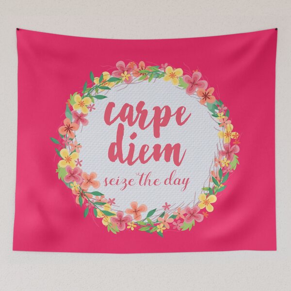 Aperçu de l'œuvre Carpe Diem / Seize The Day Pink Quote créée et vendue par quarantine81.