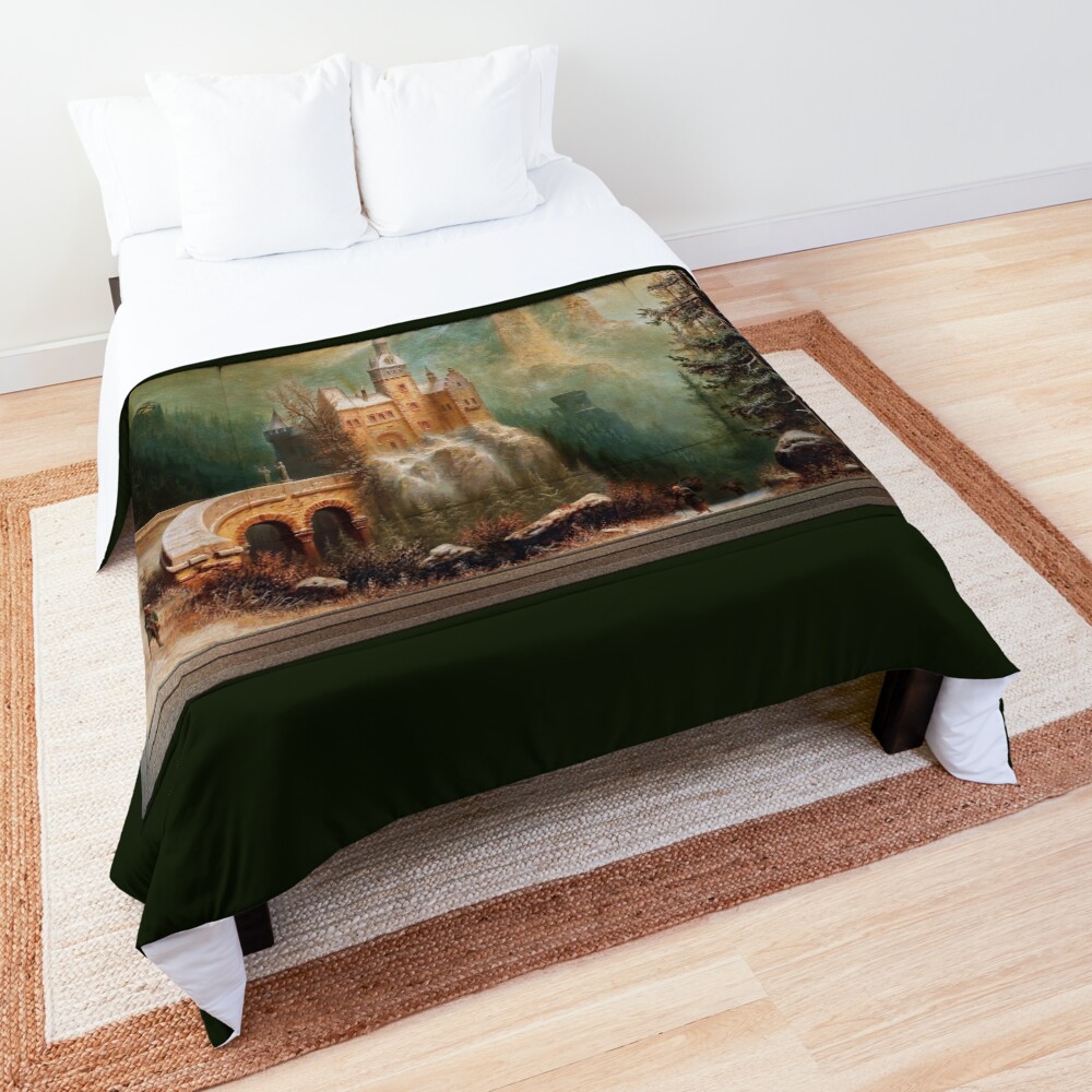 Winter Landscape With Castle In The Mountains by Albert Bredow Old Masters Reproductions Comforter