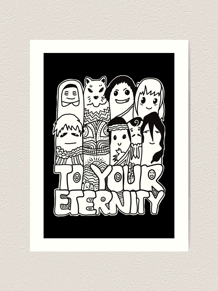 All The Characters In To Your Eternity Or Fumetsu No Anata E Anime Are  Drawn With Cool And Cute White Doodles (Transparent) - To Your Eternity -  Posters and Art Prints