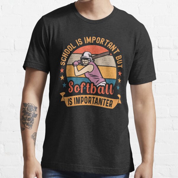 School is Important but Baseball is Importanter Pitcher Vintage Baseball  Humor Apparel Kids T-Shirt for Sale by grinta2021