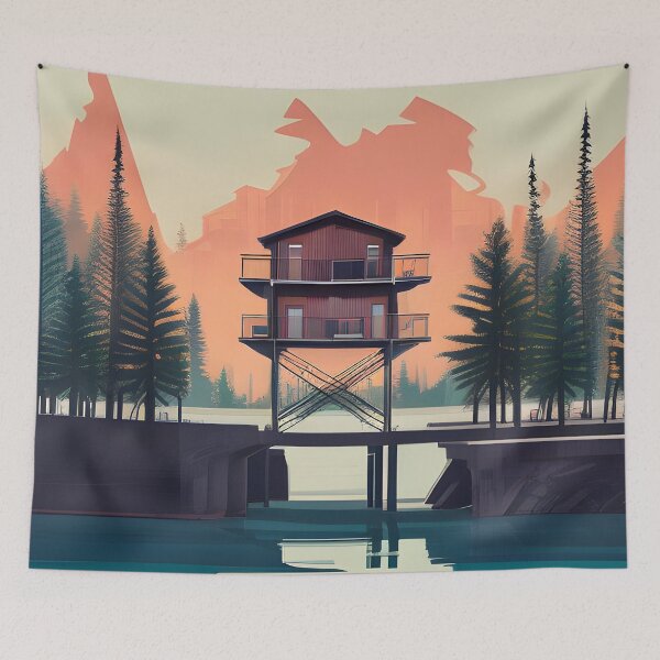 Item preview, Find the Perfect Minimalist House and Lake Print for Your Personal Style and Taste designed and sold by supeart.