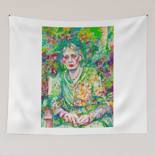 Item preview, VIRGINIA WOOLF in the garden - watercolor portrait designed and sold by lautir.