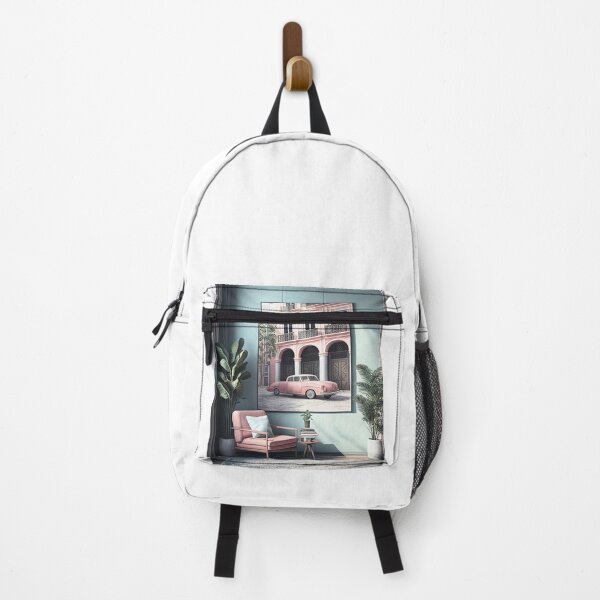 Item preview, Illustration of modern interior in the afternoon scene with a painting of an old pink car under the classical monumental building designed and sold by VISO-art.