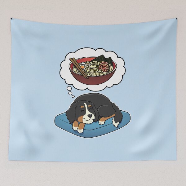 Artikelvorschau, Bernese Mountain Dog dreaming about Ramen Noodles entworfen und verkauft von DoggieDelights.