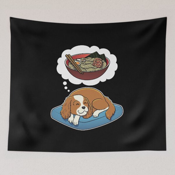 Item preview, Cavalier King Charles Spaniel dreaming about Ramen Noodles designed and sold by DoggieDelights.