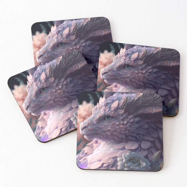 Item preview, Fantastic cute fluffy dragon in flowers designed and sold by ElvishTale.