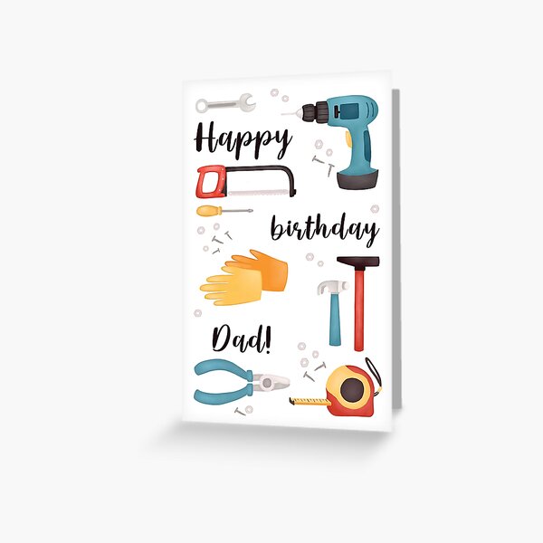 Aperçu de l'œuvre For Dad DIY Tools Birthday Card créée et vendue par GreenMahout.