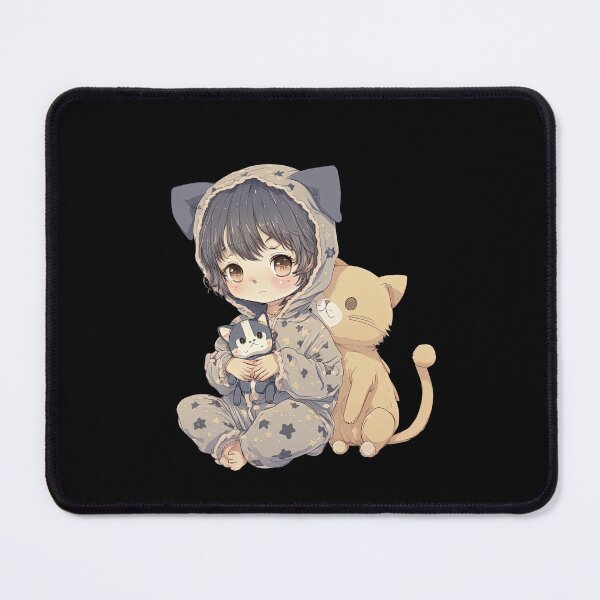 Item preview, Anime cat in pyjamas sleepy ready for bedtime very cute animal pajamas designed and sold by AnimalArtPhotos.