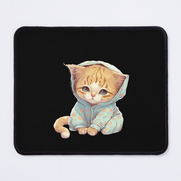 Item preview, Bedtime cute cat in pyjamas ready for bed adorable animal pajamas designed and sold by AnimalArtPhotos.