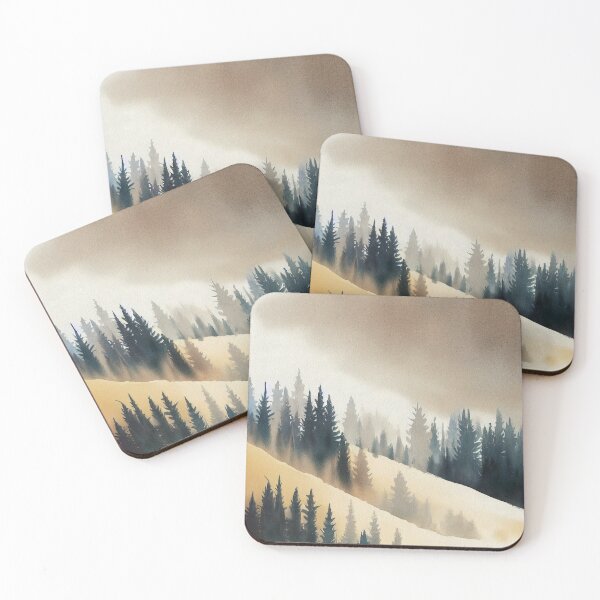 Item preview, Pine Tree watercolor landscape 3 designed and sold by Red Witch Art.