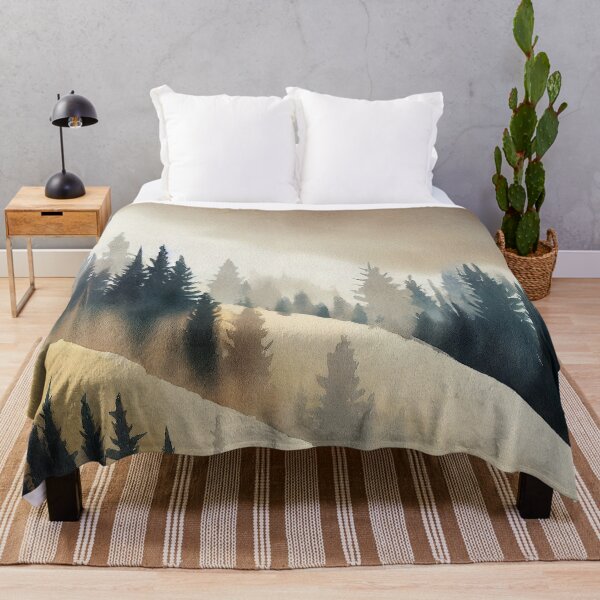 Item preview, Pine Tree watercolor landscape 3 designed and sold by Red Witch Art.