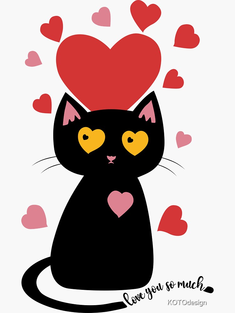 Black Cat with Hearts | love you so much