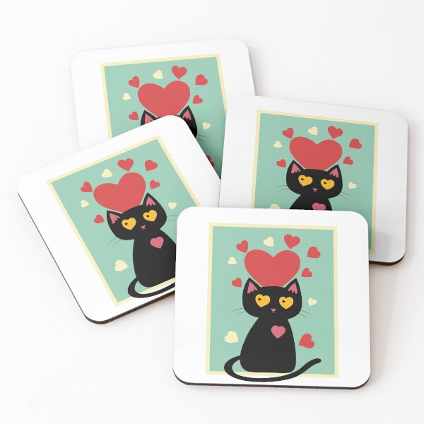 Item preview, Black Cat with Hearts  designed and sold by KOTOdesign.