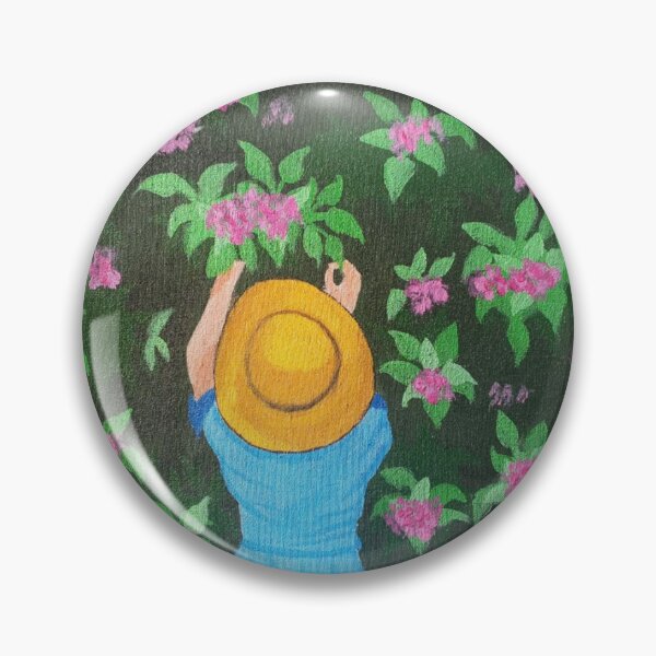 Item preview, "Floral Enchantment: A Beautiful Girl Plucking Pink Flowers in a Hat" designed and sold by Sparkline.