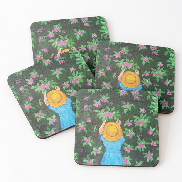 Item preview, "Floral Enchantment: A Beautiful Girl Plucking Pink Flowers in a Hat" designed and sold by Sparkline.