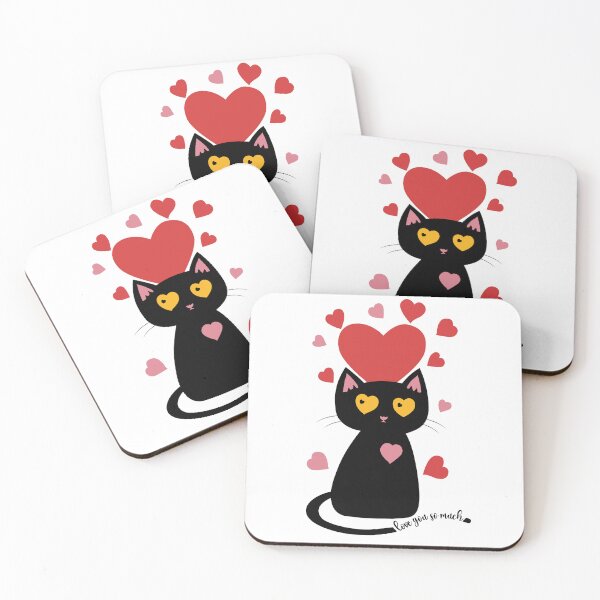 Item preview, Black Cat with Hearts | love you so much designed and sold by KOTOdesign.