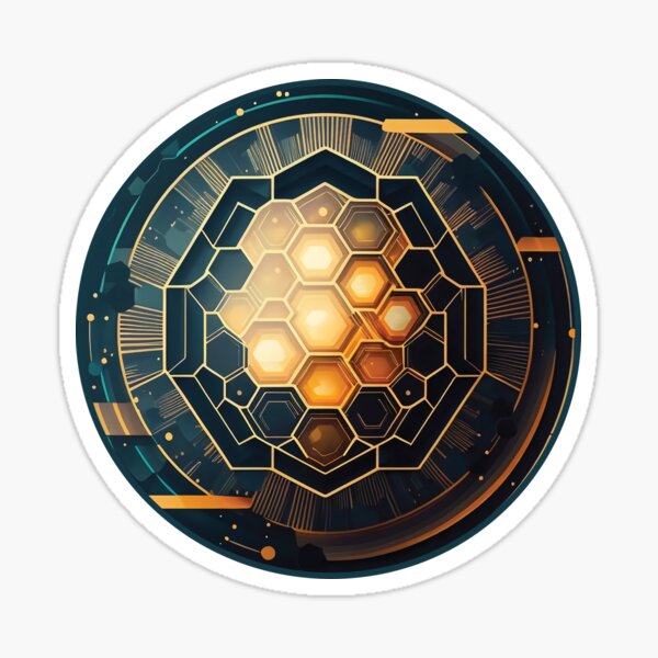 Polygon and Abstract space form design two Sticker