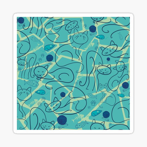 Cat Pattern Blue Sticker