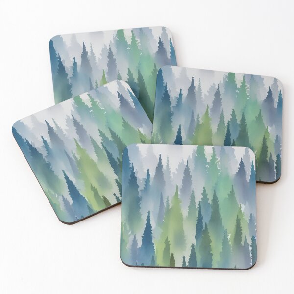 Item preview, Pine Tree watercolor landscape 4 designed and sold by Red Witch Art.