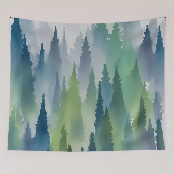 Item preview, Pine Tree watercolor landscape 4 designed and sold by Red Witch Art.