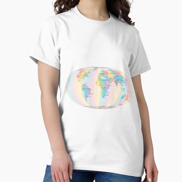 Time Zones World Map - Mollweide Classic T-Shirt