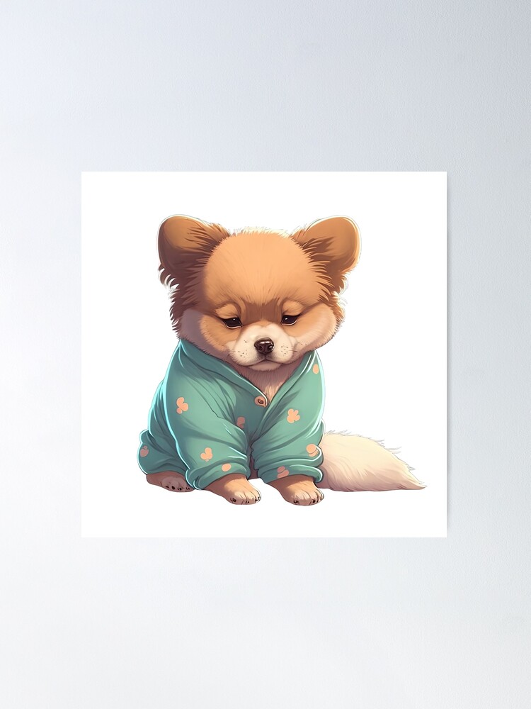 Cute anime bear ready for bedtime wearing pyjamas sleeping cute animal  pajamas Poster for Sale by AnimalArtPhotos