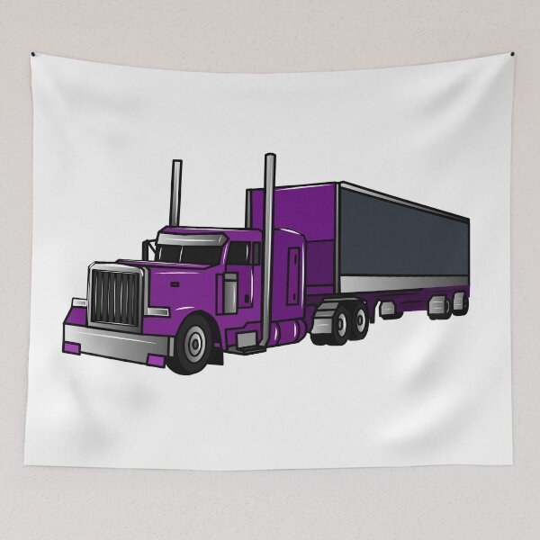 Item preview, Semi-trailer truck cartoon illustration designed and sold by Misscartoon.