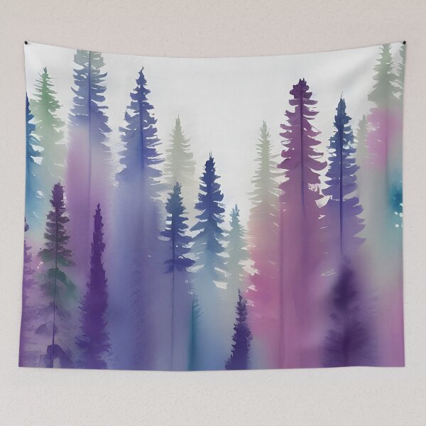 Item preview, Pine Tree watercolor landscape 5 designed and sold by Red Witch Art.