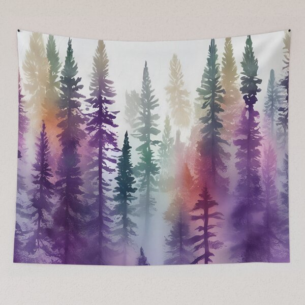 Item preview, Pine Tree watercolor landscape 6 designed and sold by Red Witch Art.