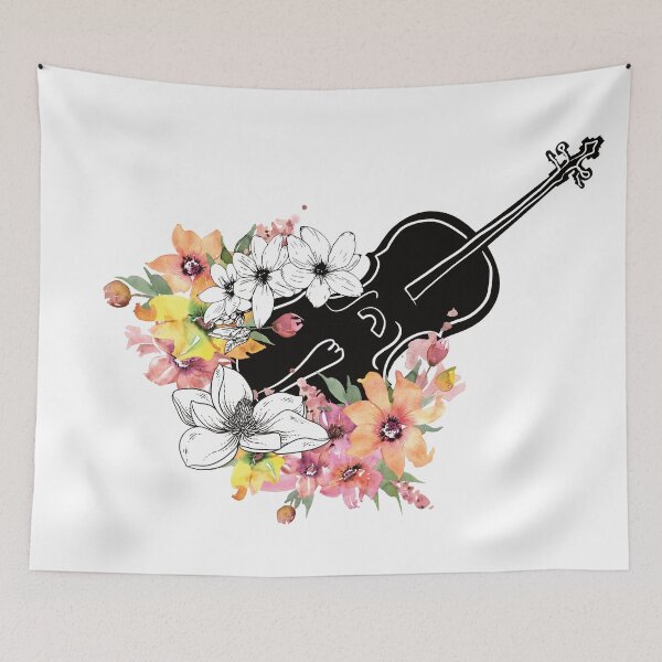 Item preview, cello with flowers designed and sold by piesdesignart.