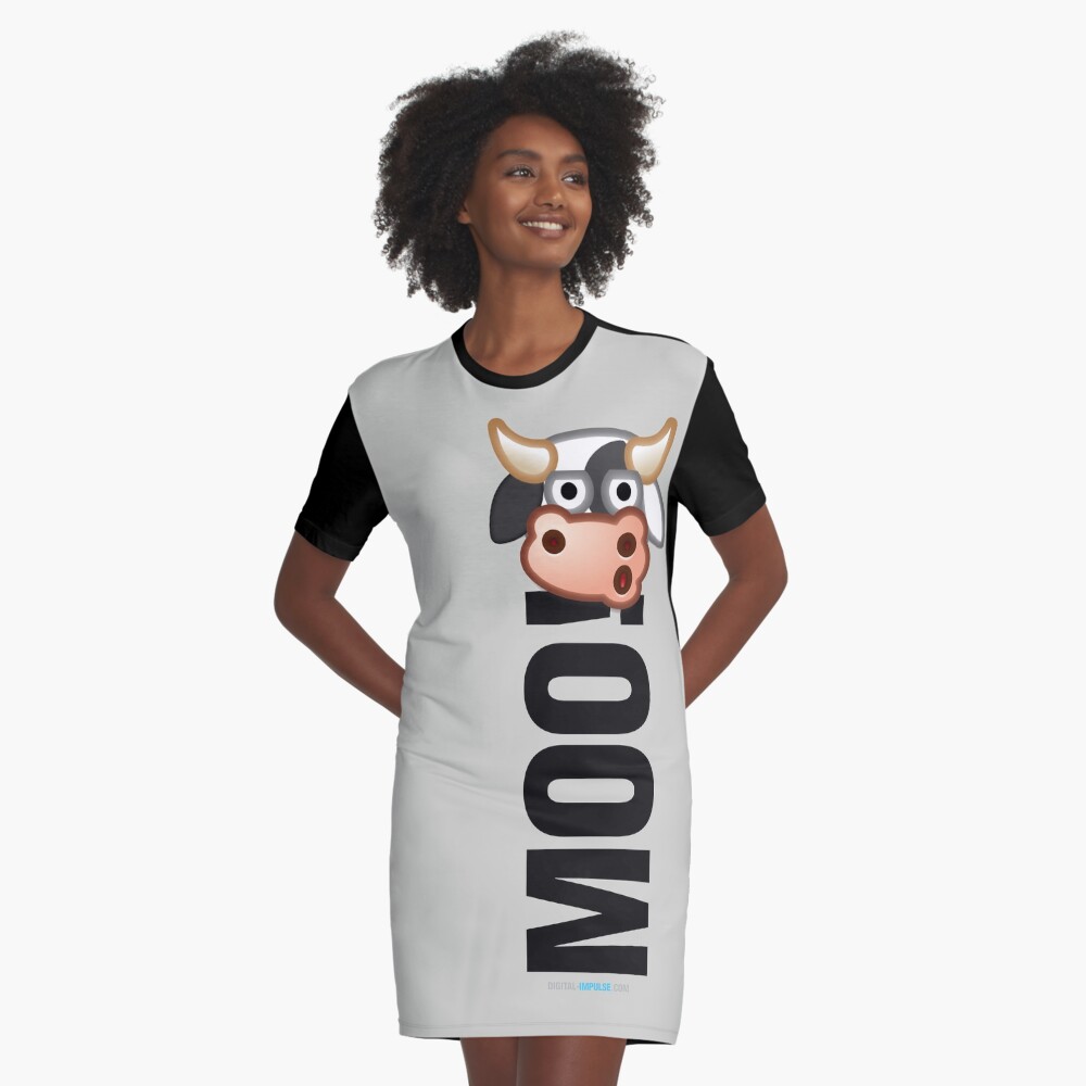 MOO! (Text) Graphic T-Shirt Dress
