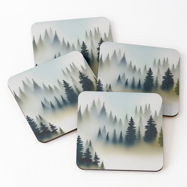 Item preview, Pine Tree watercolor landscape 7 designed and sold by Red Witch Art.