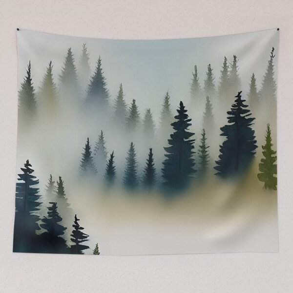 Item preview, Pine Tree watercolor landscape 7 designed and sold by Red Witch Art.