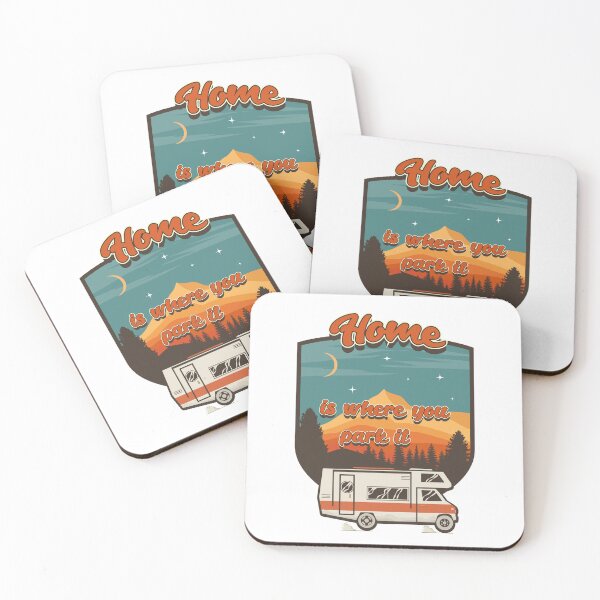 Item preview, Home is where you park it, RV Camping Life vintage funny quote, funny retro RV camping designed and sold by HomeCoquette.