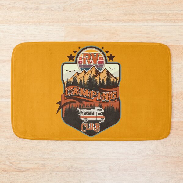Item preview, RV Camping Club vintage divertido, paisaje retro RV camping designed and sold by HomeCoquette.