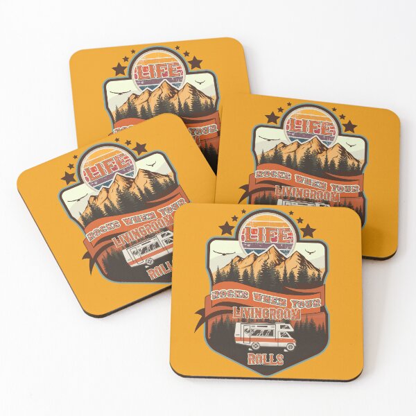 Item preview, Life rocks when your livingroom rolls, RV Camping Club vintage funny , retro landscape RV camping designed and sold by HomeCoquette.