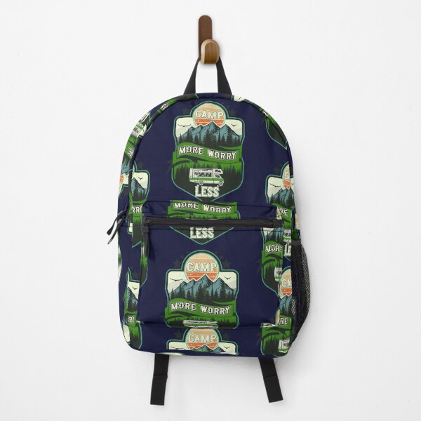Item preview, Acampe más preocupaciones menos, RV Camping Club vintage divertido, paisaje retro RV camping designed and sold by HomeCoquette.