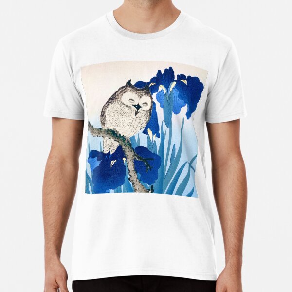 Iris flowers and Owel Premium T-Shirt