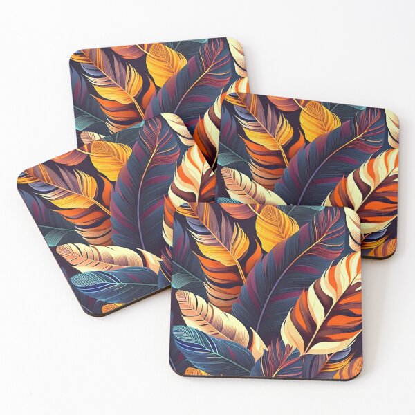Item preview, Wild colourful pattern digital art based on birds' plumage feathering inspiration blue yellow orange palette designed and sold by VISO-art.