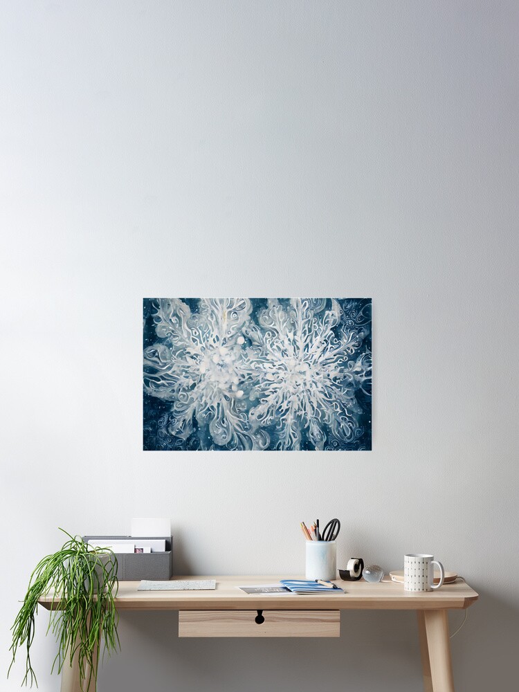 Thumbnail 2 of 3, Poster, Abstract Ice Snowflake Pattern designed and sold by threlando.