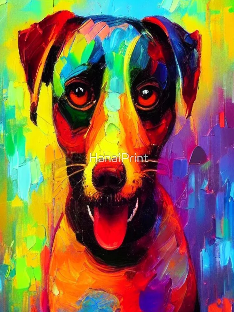 Dog Painting in Rainbow Colors Neo Impressionism Kids T Shirt