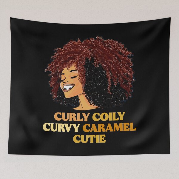 Item preview, Curly Coily Curvy Caramel Cutie African American Month Afro Gift designed and sold by TMelonShop.