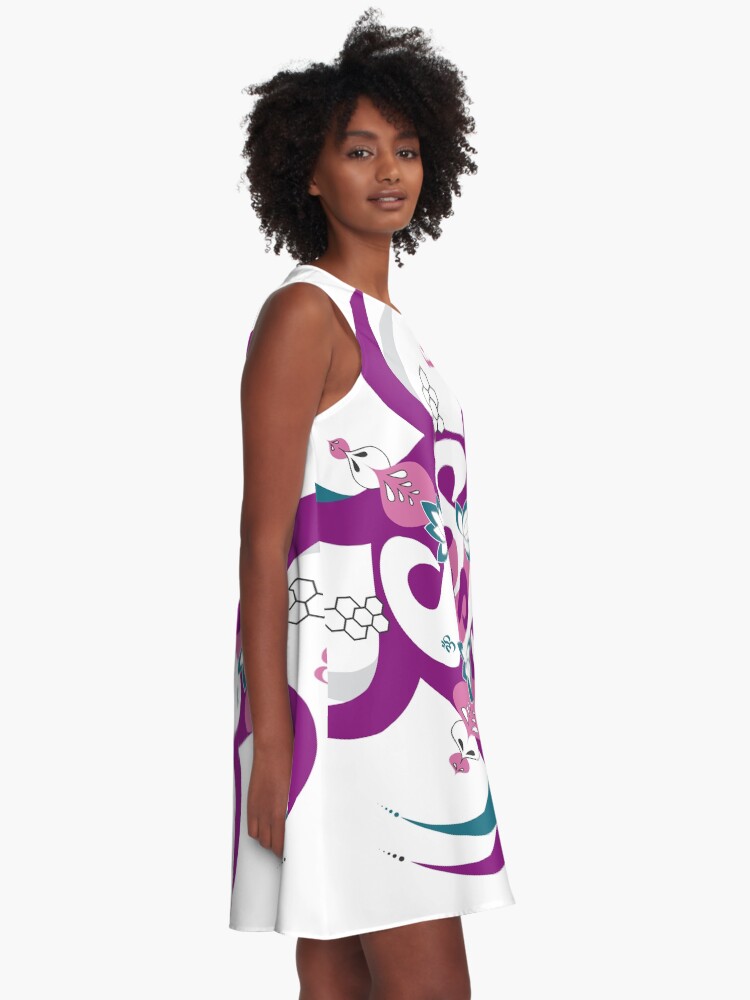 Alternate view of Shee Mandala Spiral with Om and Lotus Symbol A-Line Dress
