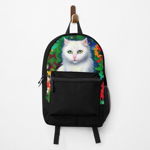 Item preview, White Cat Surrounded by Foliage designed and sold by ArtistsQuest.