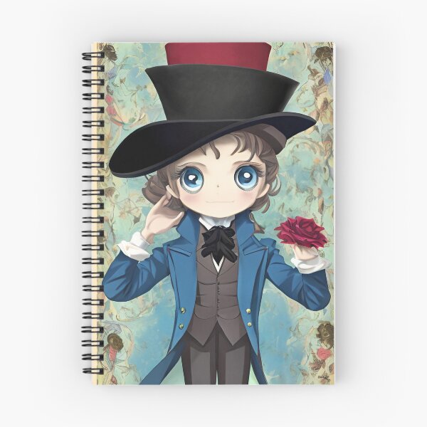 Item preview, adorably cute chibi boy wearing a blue frock coat and top hat, holding a red rose flower designed and sold by StedeBonnet.