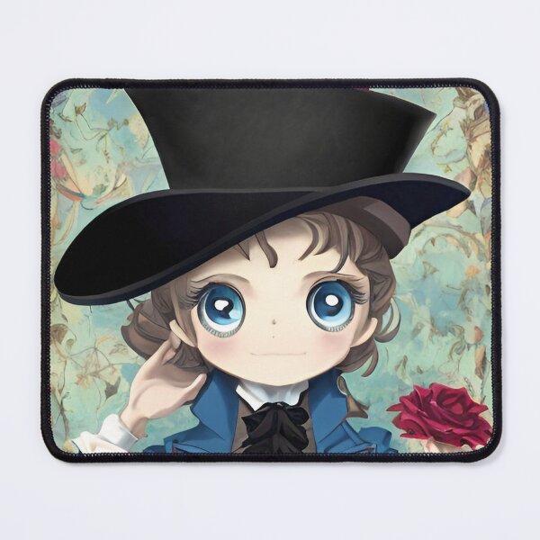 Item preview, adorably cute chibi boy wearing a blue frock coat and top hat, holding a red rose flower designed and sold by StedeBonnet.