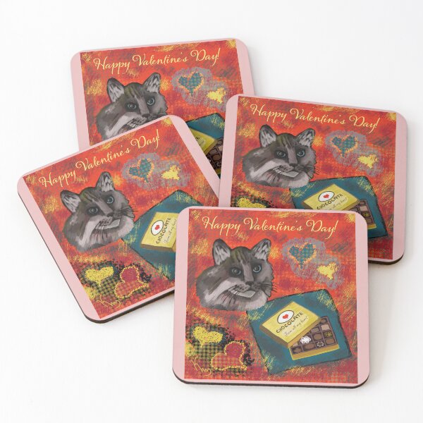 Item preview, HAPPY VALENTINE'S DAT - CAT WITH BOX OF CHOCOLATE CANDY designed and sold by TechLaughs.